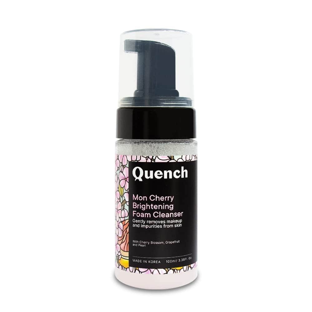 Quench Botanics Mon Cherry Brightening Foam Face Wash| Made In Korea | Korean Face Wash For Glowing Skin| With Cherry Blossom & Pearl Extracts (100ml)