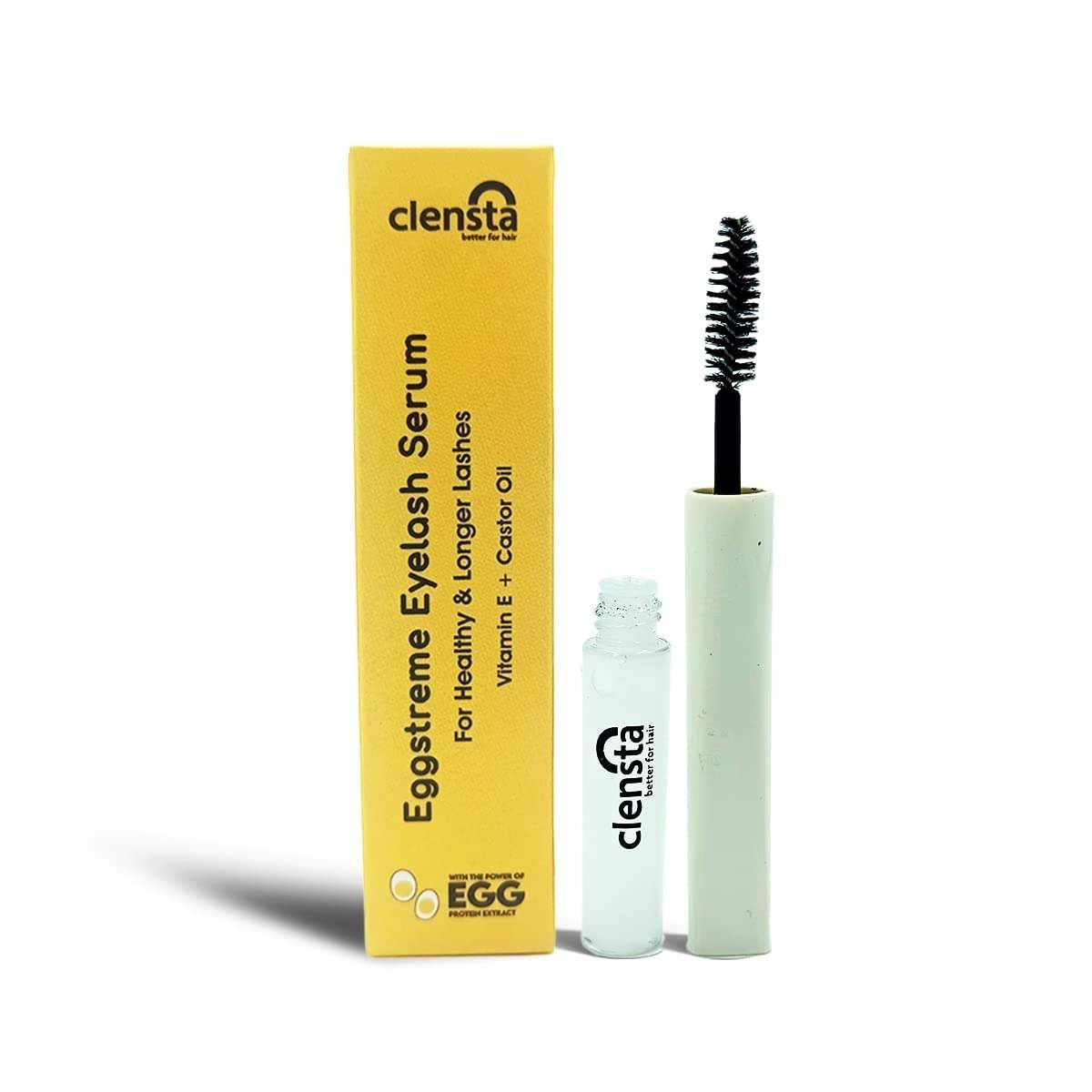 Clensta Eggstreme Eyelash Growth Serum For Lashes Hair Growth With Egg Protein, Vitamin E, For All Skin & Hair Types Women 8 Ml