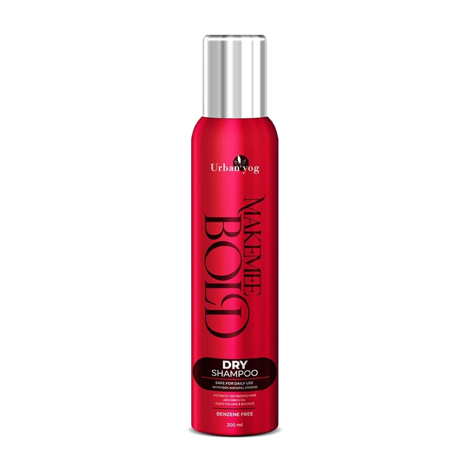 Makemeebold Dry Shampoo For Women By Urban Yog | Benzene-Free | 100% Natural Starch | Instant Hair Refresh | | Absorbs Oil And Dirt | Hair Volumizer | Safe For Daily Use | For All Hair Types - 200 Ml
