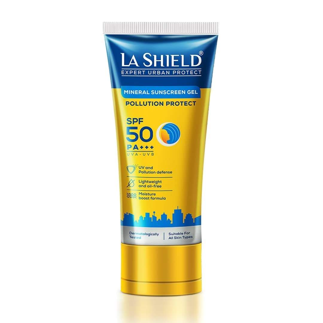 La Shield Pollution Protect Spf 50 Mineral Sunscreen Gel | Pa+++ | Lightweight & Oil Free | Moisture Boost Formula | Water Resistant| All Skin Types |dermatologist Tested | 50g