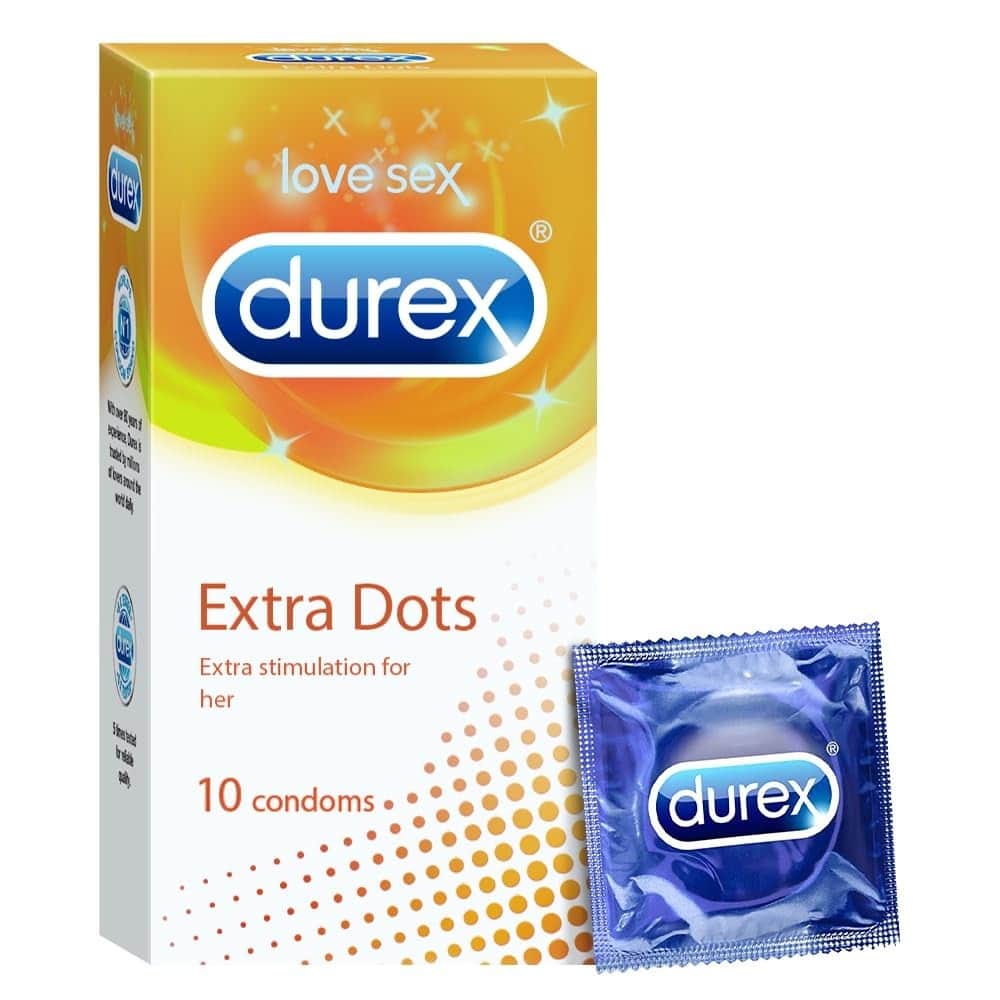 Durex Extra Dotted Condoms For Men - 10 Count