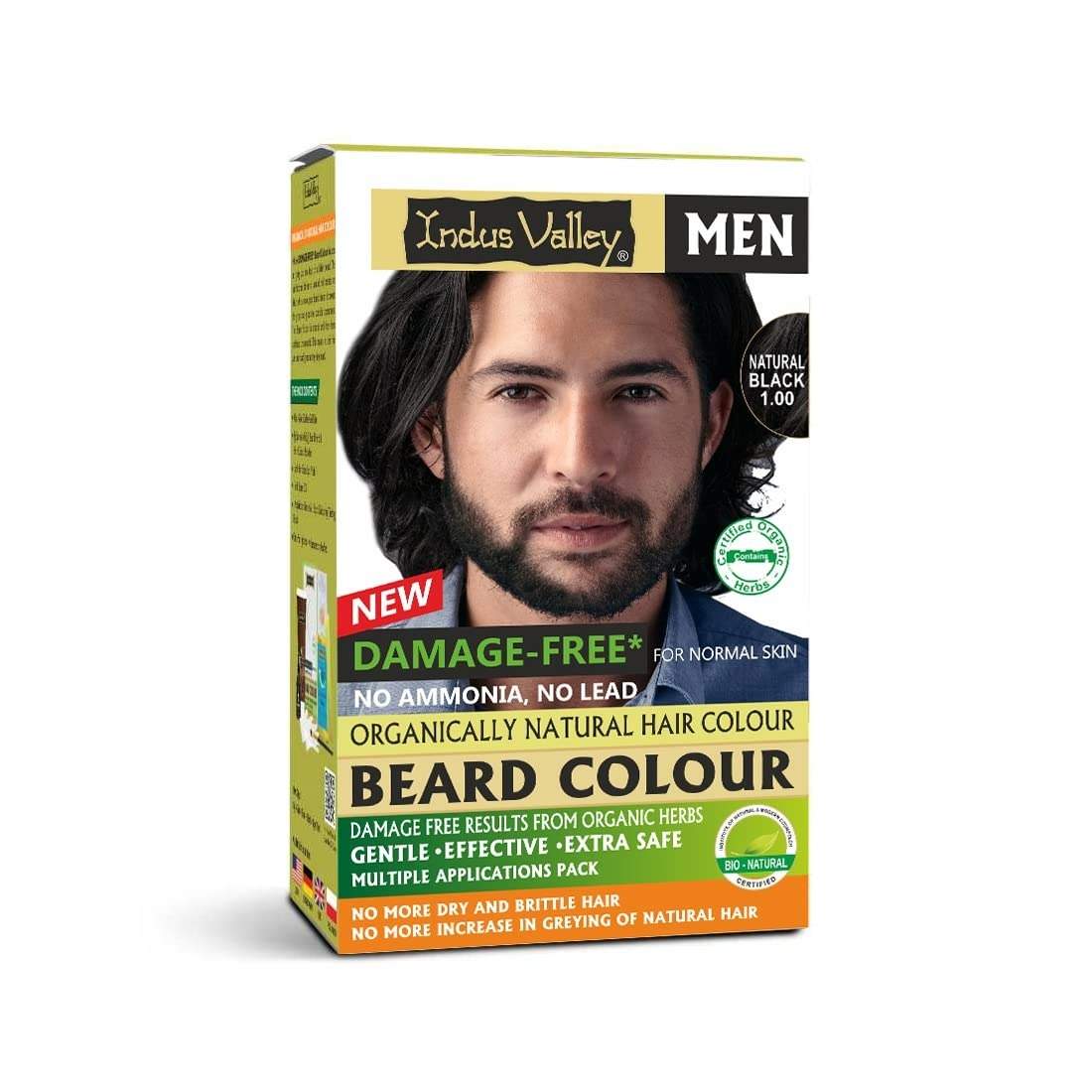 Indus Valley Natural Damage Free Beard Hair Color,black (8g+78ml)