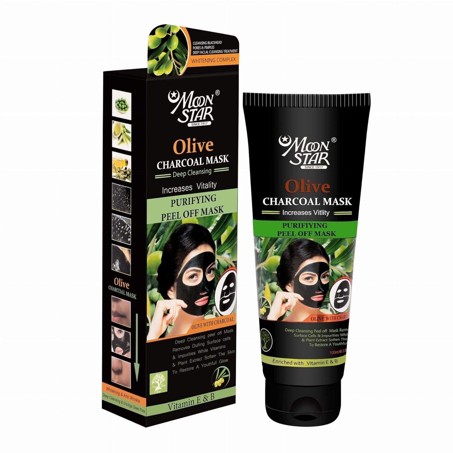 Moonstar Olive Charcoal Deep Cleansing Gel Peel Off Mask (100ml)