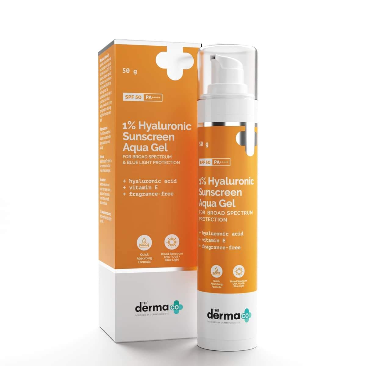 The Derma Co 1% Hyaluronic Sunscreen Aqua Ultra Light Gel With Spf 50 Pa++++ For Broad Spectrum, Uv A, Uv B & Blue Light Protection - 50g