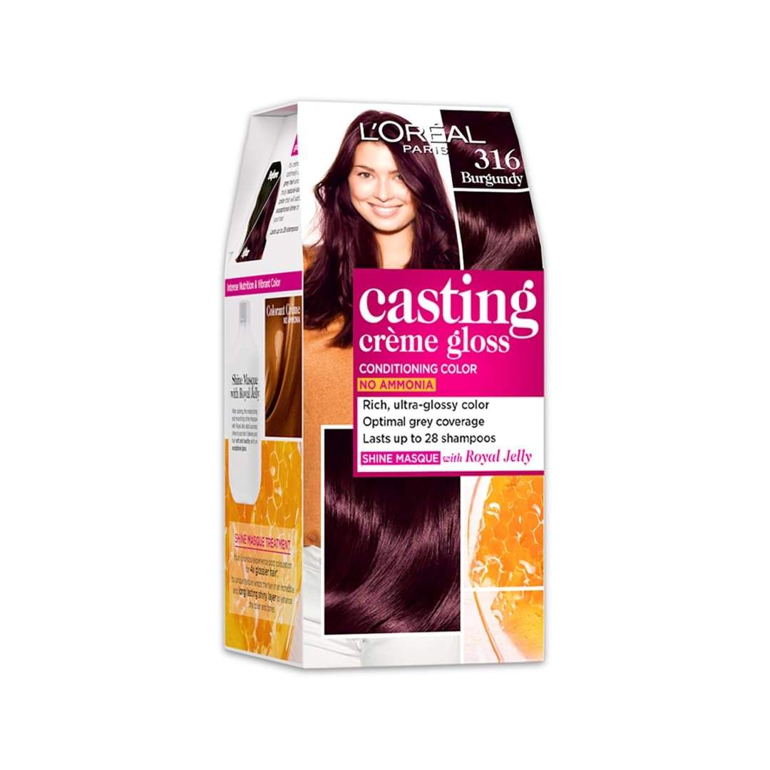 L'oreal Paris Casting Creme Gloss Hair Color , 87.5g+72ml-Burgundy 316