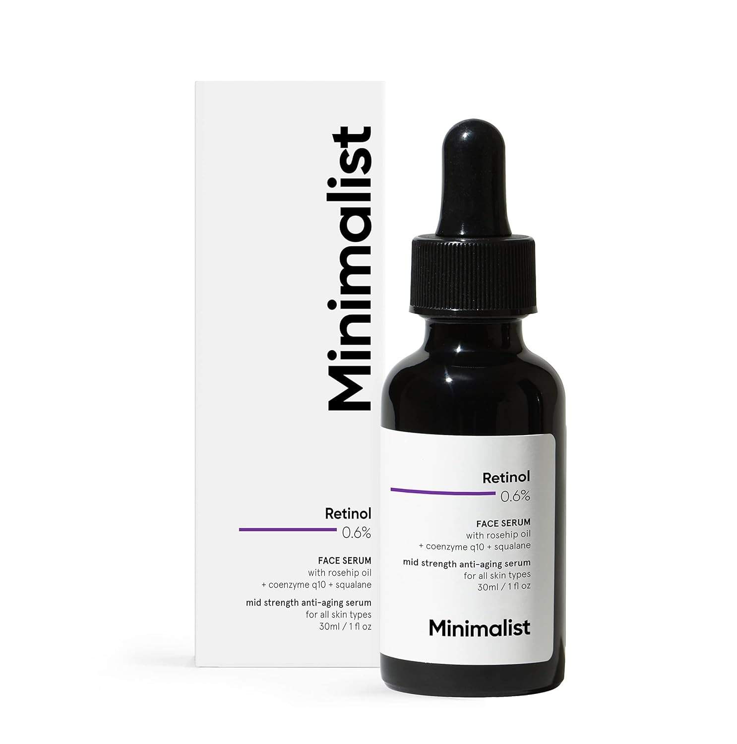 Retinol 0.6% Mid-Strength Anti Aging Face Serum For Unisex, Reduces Fine Lines & Wrinkles, Medium Strength Retinol Formula