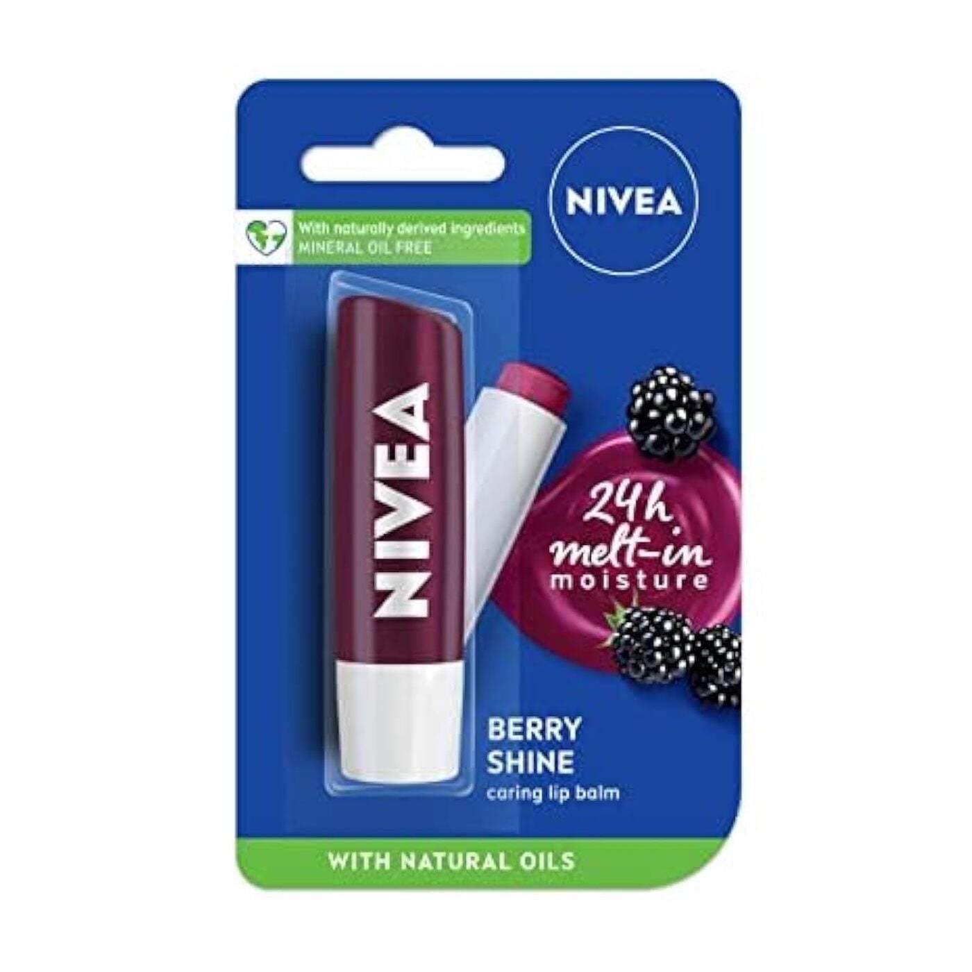 Nivea Lip Balm, Blackberry Shine, 24h Moisture , 4.8g