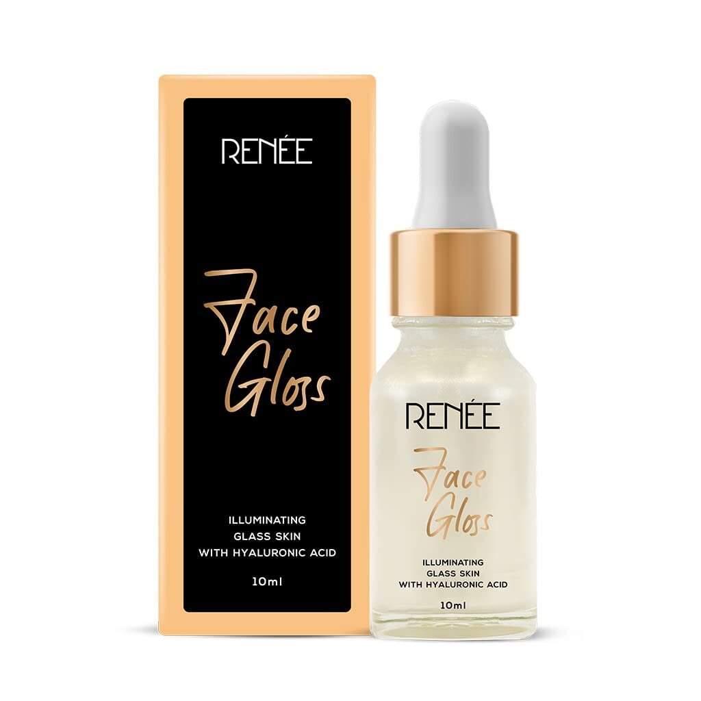 Renee Face Gloss Primer Serum With Hyaluronic Acid Gold 10ml| Nourishes & Brightens Skin| Lightweight, Non Greasy| Soothes & Hydrates Skin