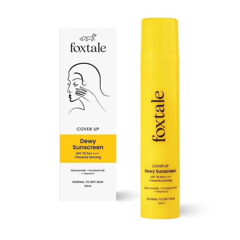 Foxtale Niacinamide Dewy Sunscreen For All Skin Type Spf 70 Pa++++ | No White Cast | Non Greasy | Anti-Tan Formula | For Spot Depigmentation | Men & Women | 50 Ml