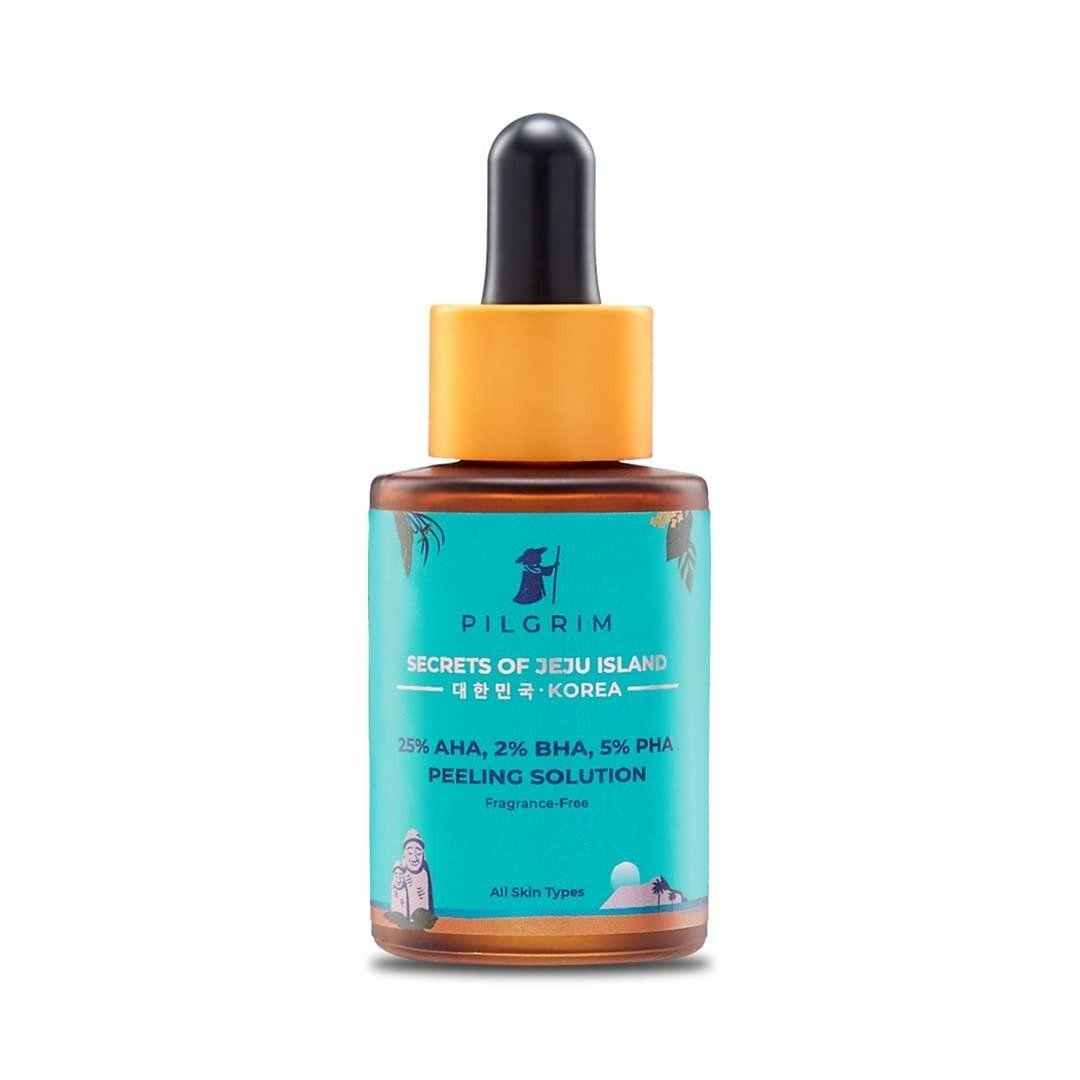 Pilgrim 25% Aha + 2% Bha + 5% Pha Peeling Solution For Face | 10-Minute Facial | Chemical Peel For Face For Glowing Skin | Exfoliating Serum| Men & Women | At-Home Facial | 30ml