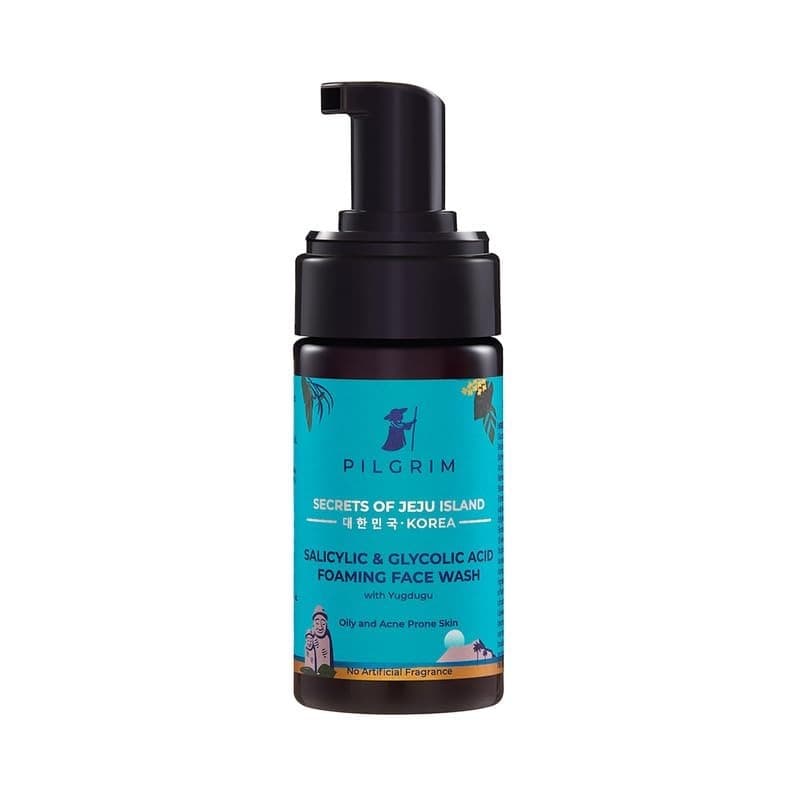 Pilgrim Korean 1.5% Salicylic(bha) & 2% Glycolic Acid(aha) Foaming Face Wash For Oily & Acne-Prone Skin | Glycolic & Salicylic Acid Face Wash | Men & Women | Korean Skin Care Products | 120 Ml