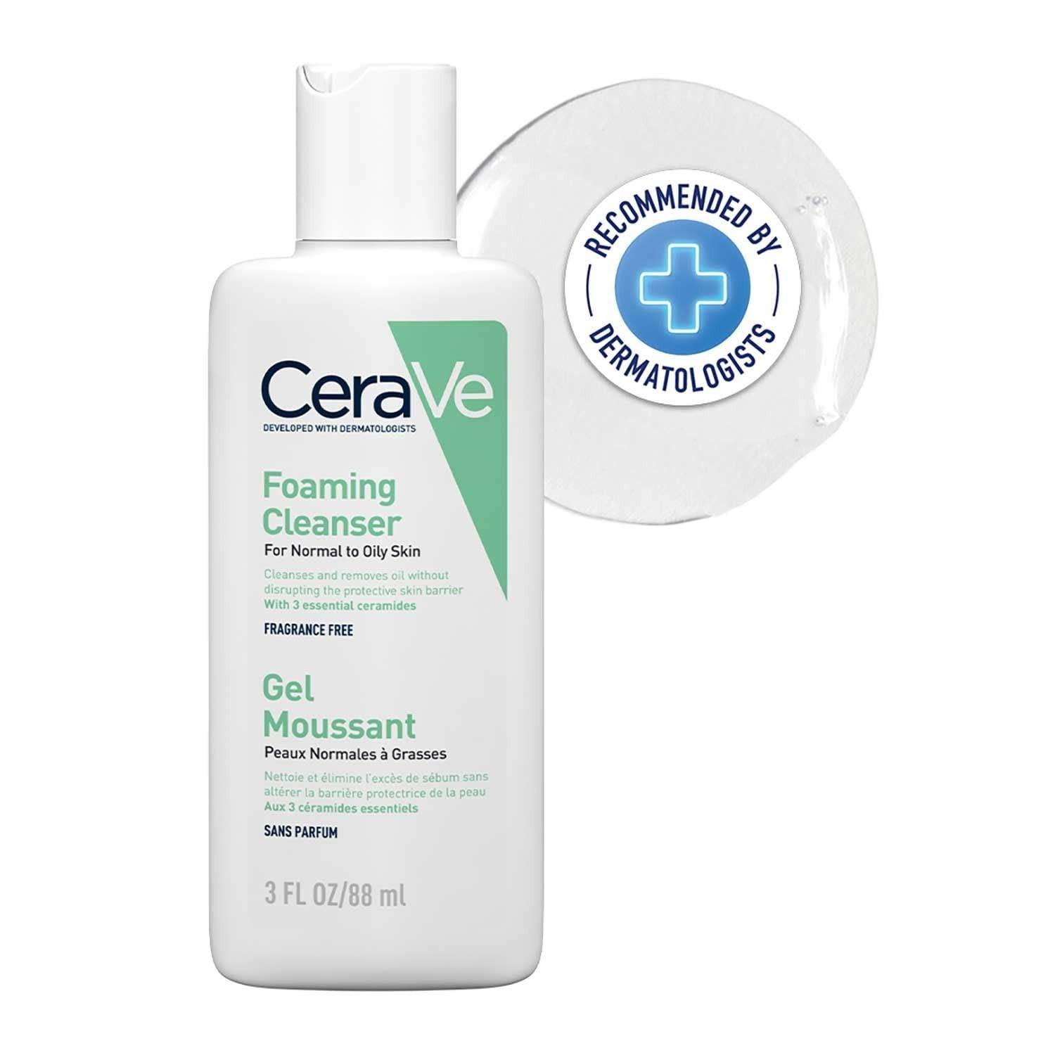 Cerave Foaming Cleanser For Normal To Oily Skin - Dermatologist-Developed Facewash | Non-Comedogenic And Fragrance-Free Cleansers For Acne-Prone Skin