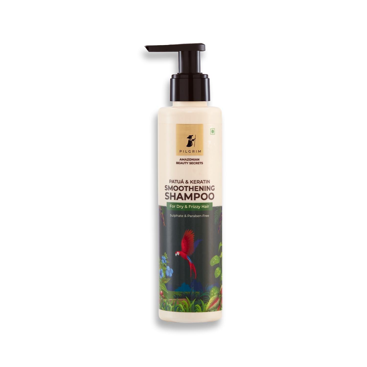 Pilgrim Patua & Keratin Hair Smoothening Shampoo For Dry & Frizzy Hair | Sulphate & Paraben Free Shampoo For Women & Men | Shampoo For Hair Smoothening & Healthy Scalp | 200 Ml