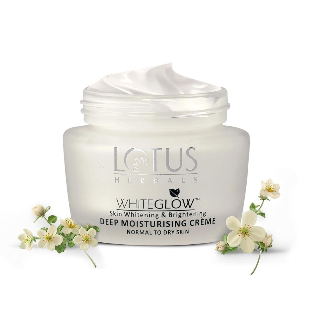 Lotus Herbals Whiteglow Deep Moisturising Cream, Spf 20, Face Cream For Dry Skin, 60g
