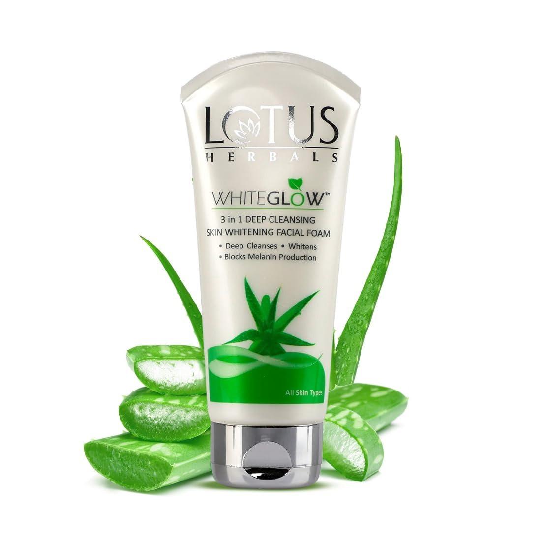 Lotus Herbals Whiteglow 3-In-1 Deep Cleansing Skin Whitening Facial Foam, Face Wash, For All Skin Types , 100g