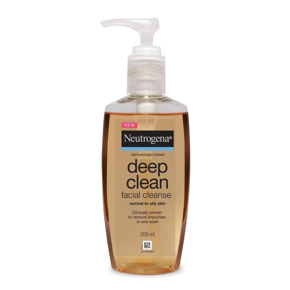 Neutrogena Deep Clean Gentle Facial Cleanser | 2x Glycerin & Cleansing Agent | Alcohol-Free | Dermatologist Tested | Normal To Oily Skin | For Men And Women | 200ml