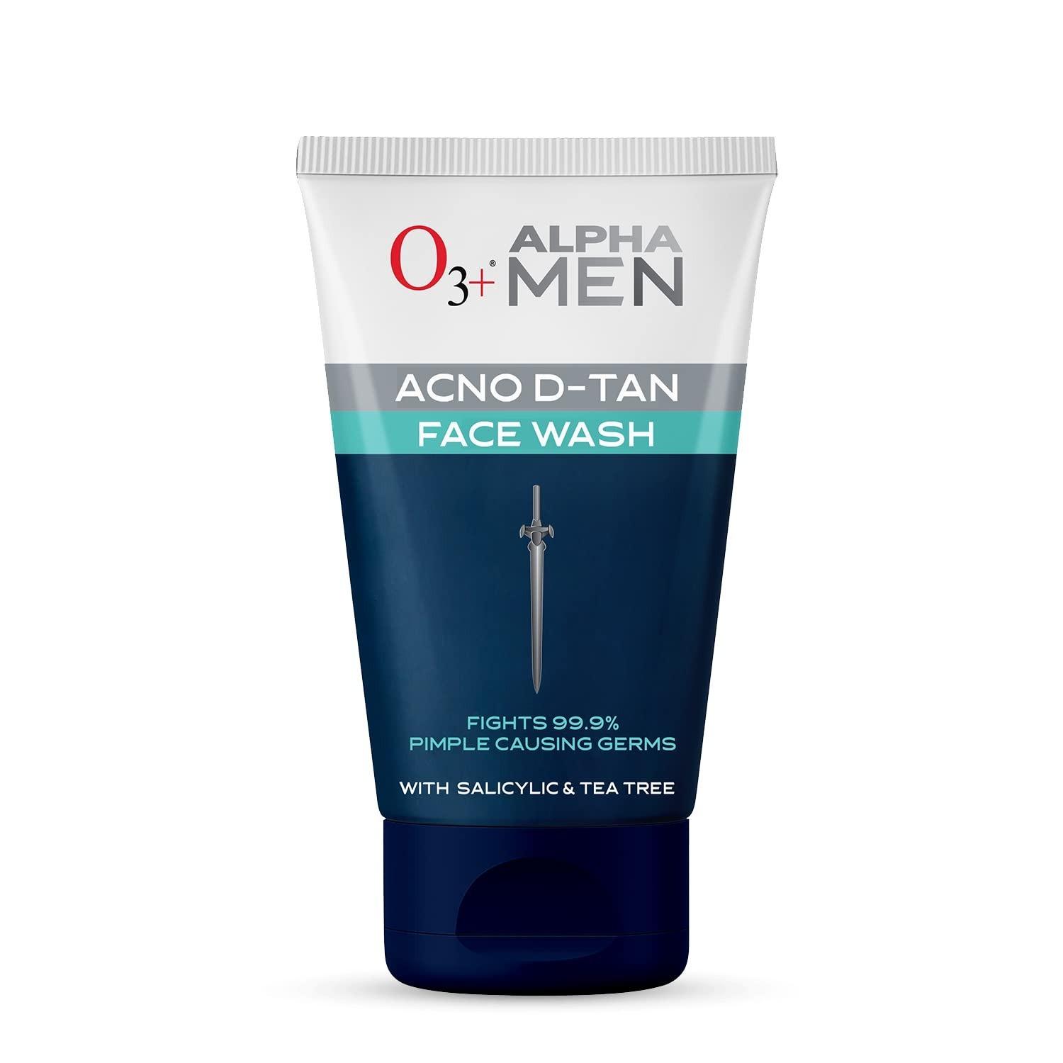 O3+ Alpha Men Acno D-Tan Face Wash With Tea Tree For Oily Skin | Detan Face Wash For Tan Removal | Removes Acne And Dirt