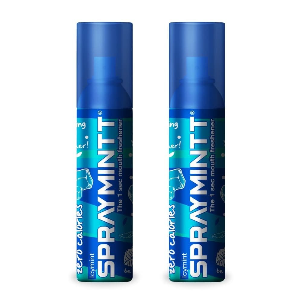 Spraymintt 1 Second Instant Mouth Freshener Spray 15 Gm – Icymint | Natural Herbal Formulation For Long Lasting Freshness & Germ-Free Mouth | Be Kiss Ready With 175+ Sprays | Pack Of 2