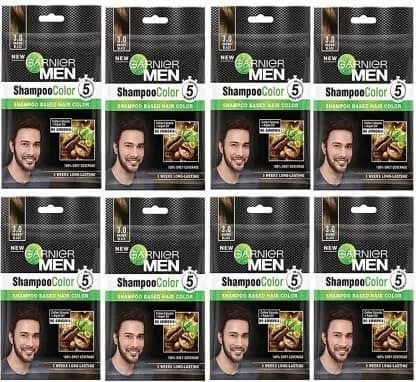 Garnier Men Shampoo Color Based Hair Color Brown Black- 3.0 (pack Of-8)
