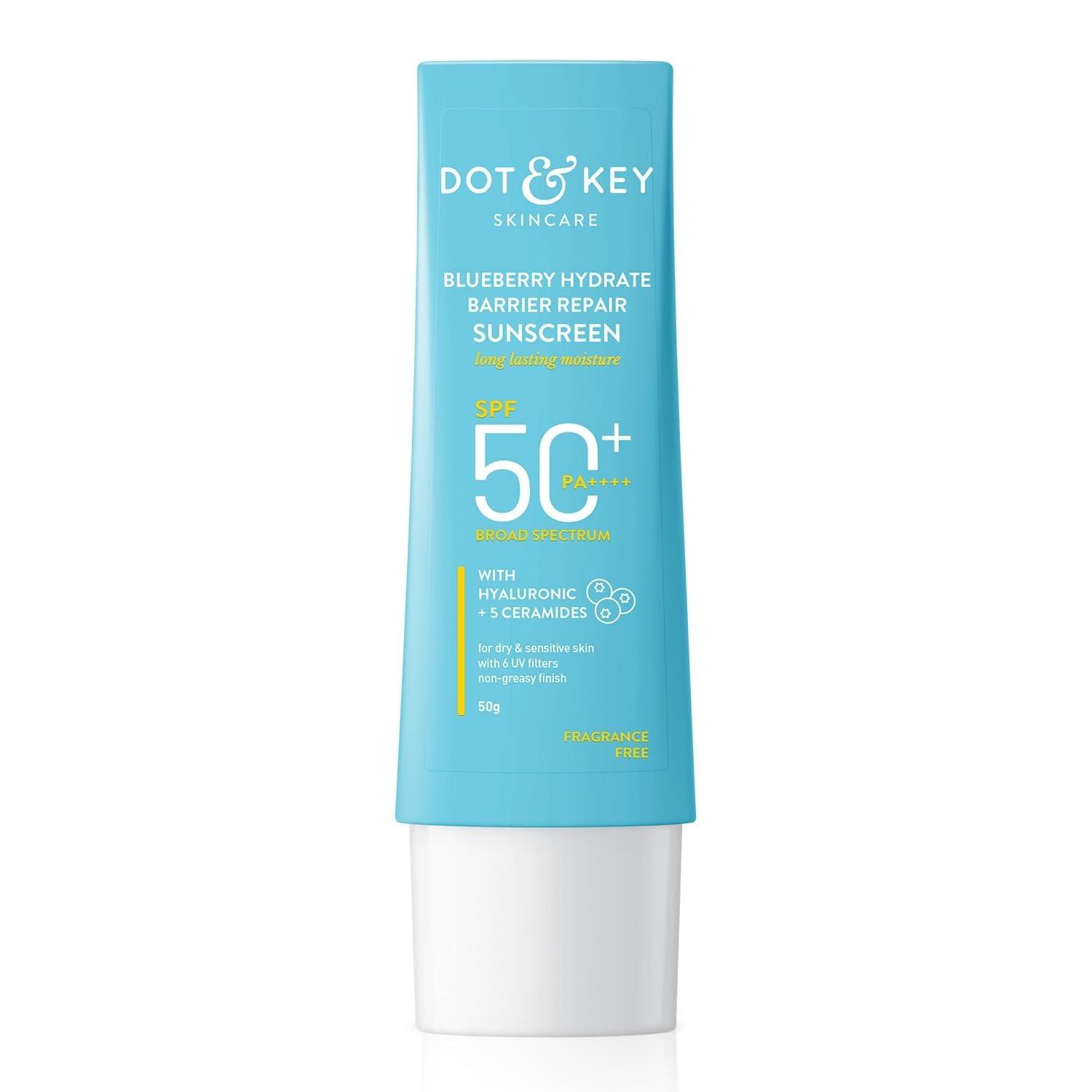 Dot & Key Dot&key Blueberry Hydrate Barrier Repair Sunscreen Spf 50+,pa++++|for Dry&sensitive Skin|non - Greasy Finish|no White Cast|uv&blue Light Protection|broad Spectrum|for Women&men|50g