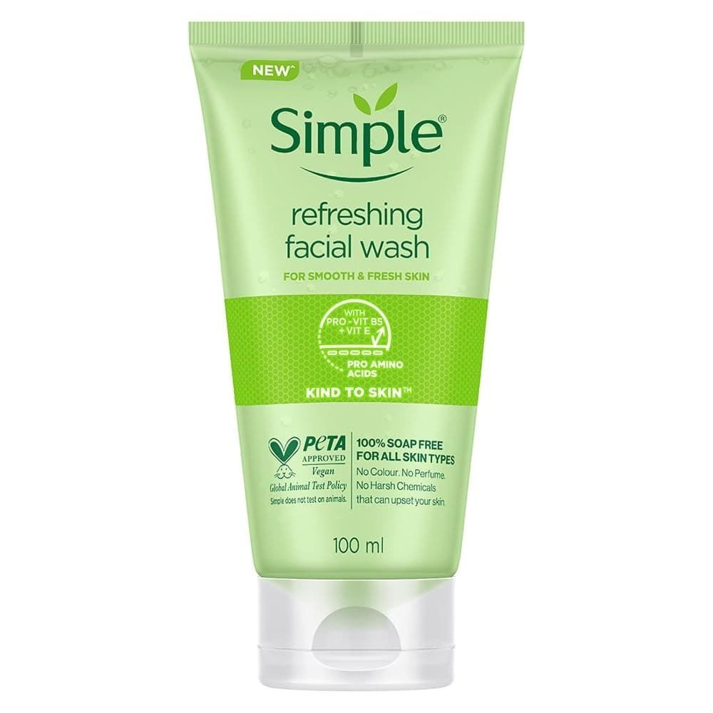 Simple Kind To Skin Refreshing Facial Wash 100 Ml | 100% Soap-Free Facewash | For All Skin Types