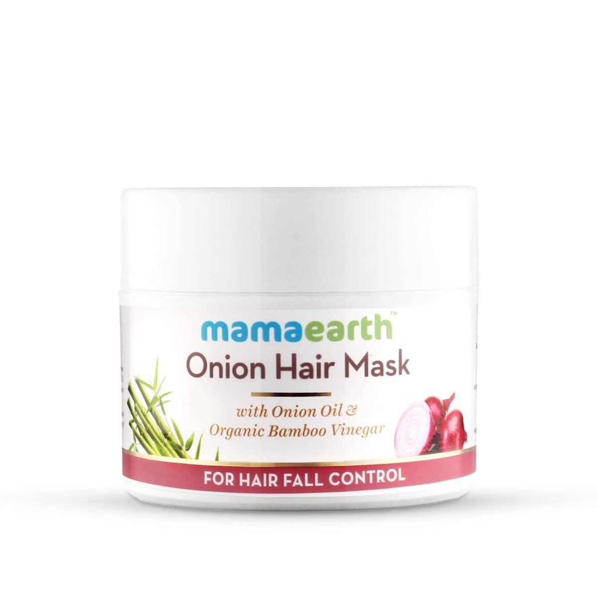 Mamaearth Onion Hair Mask For Men And Women 200ml - With Onion Oil & Organic Bamboo Vinegar - Damaged Hair & Hair Fall Control