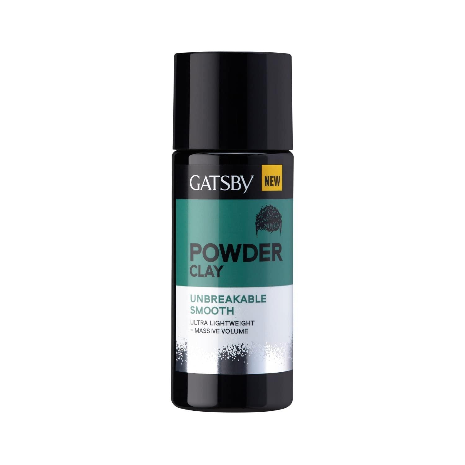 Gatsby Powder Clay - Unbreakable Smooth | Ultra Light Weight & Massive Volume | Matte Finish Powder Hair Wax For Men | Super Strong Hold | Volumizing Powder Wax | For Quick & Easy Hair Styling | 20gm