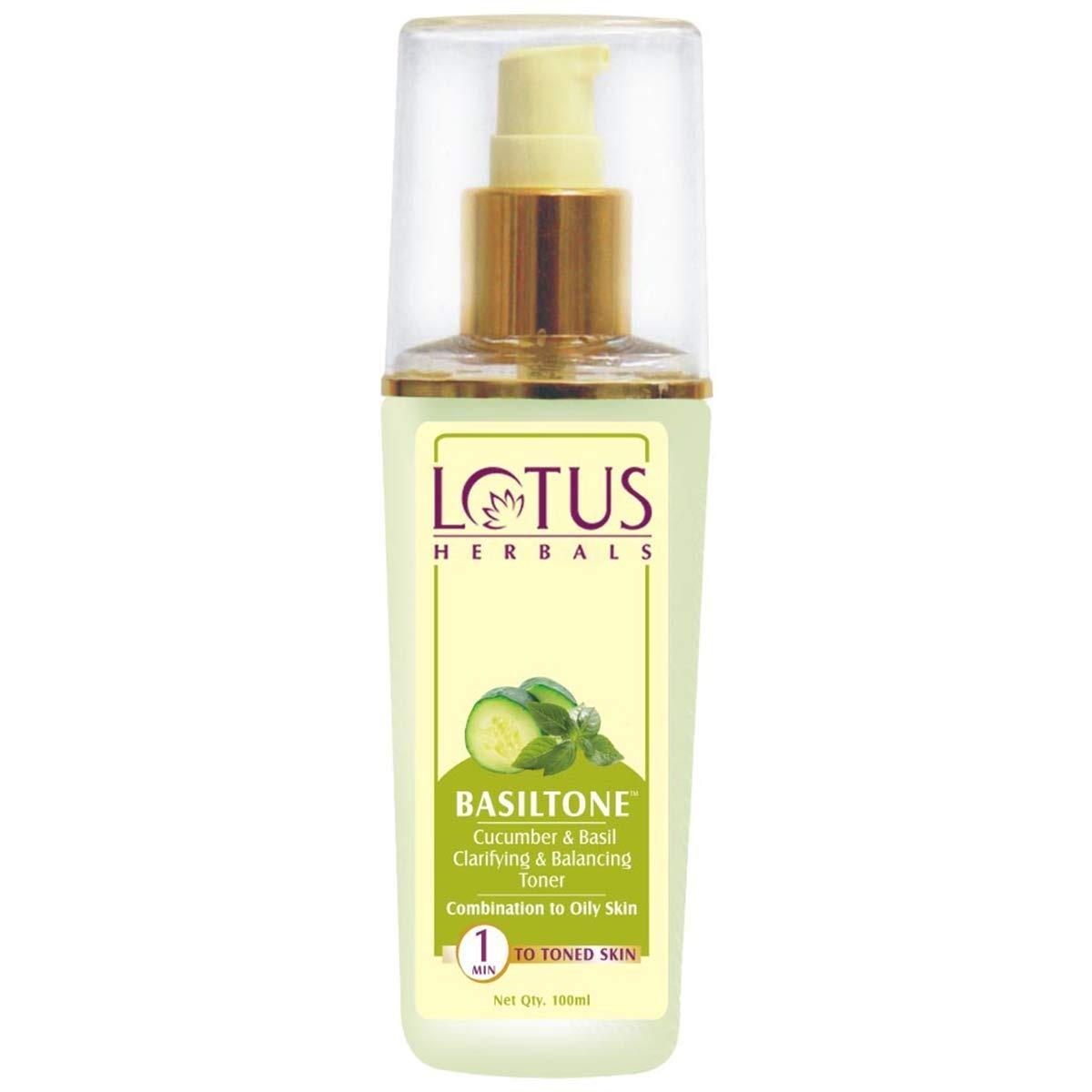 Lotus Herbals Basiltone Clarifying & Balancing Skin Toner Liquid| With Cucumber & Basil Oil| For Combination & Oily Skin | 100ml