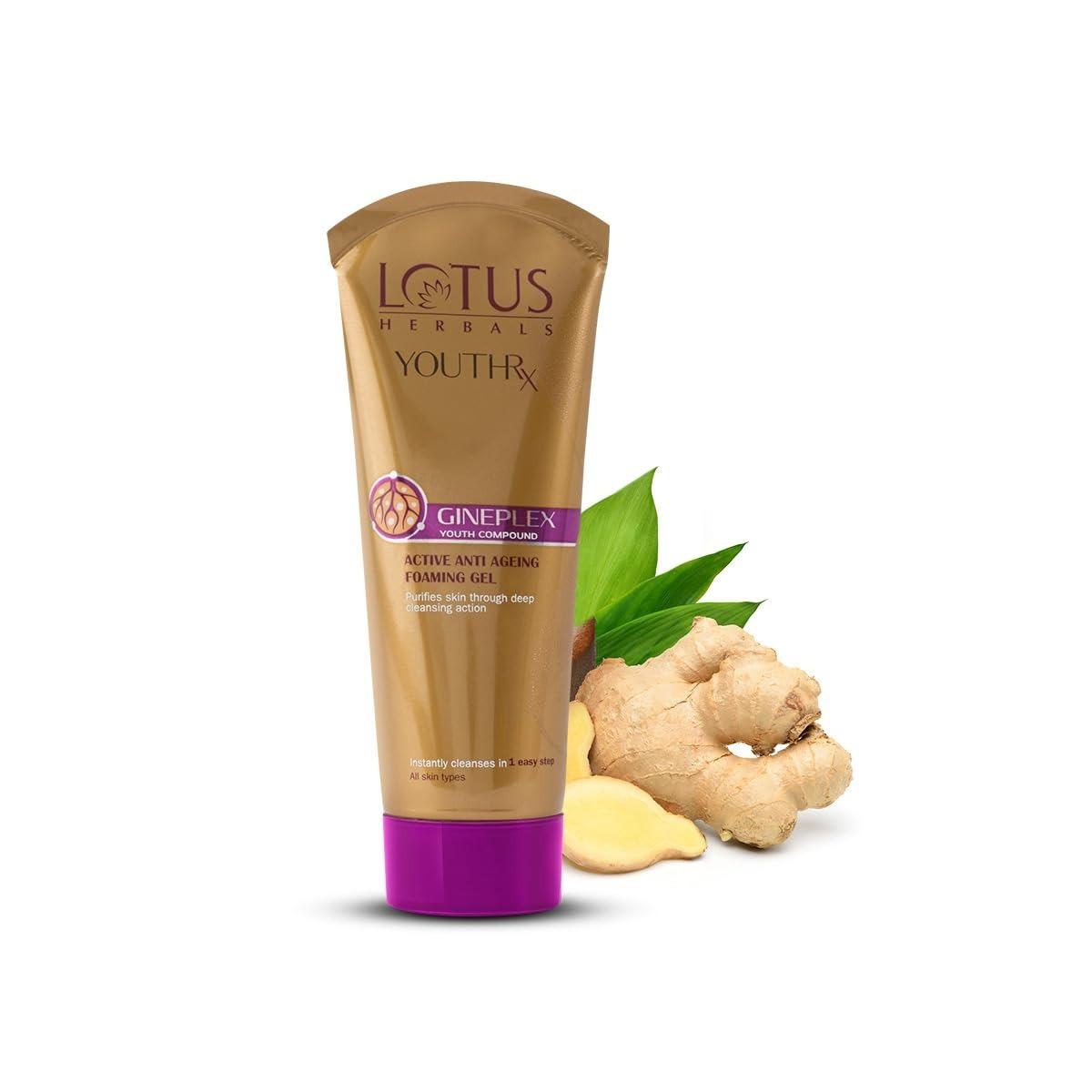 Lotus Herbals Youthrx Active Anti Ageing Foaming Gel Face Wash | With Jojoba, Ginseng & Ginger