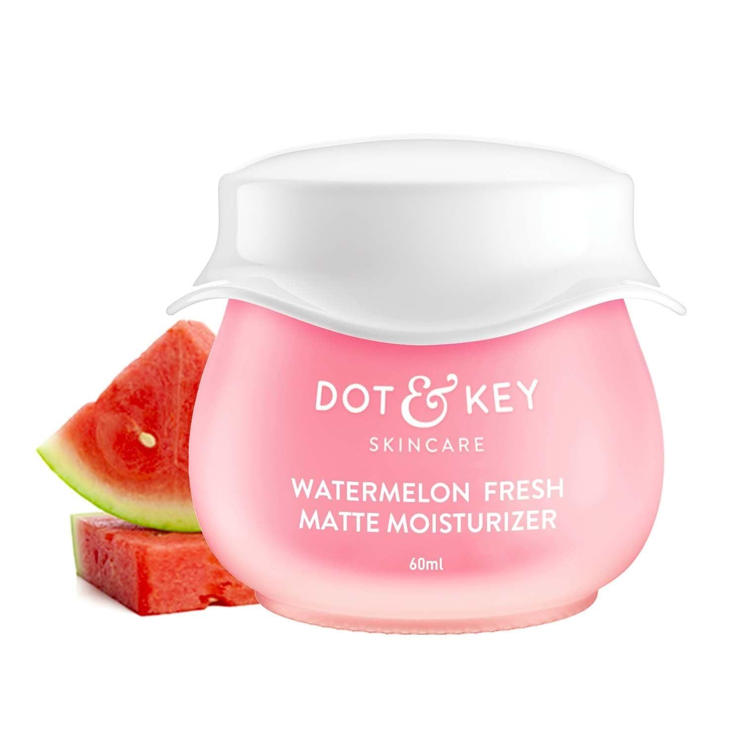 Dot & Key Watermelon Superglow Matte Oil Free Moisturizer For Face With Watermelon Extracts | Lightweight Gel, Controls Excess Oil, Hydrates & Plumps Skin, With Glycolic Acid For Oily Skin | 60ml