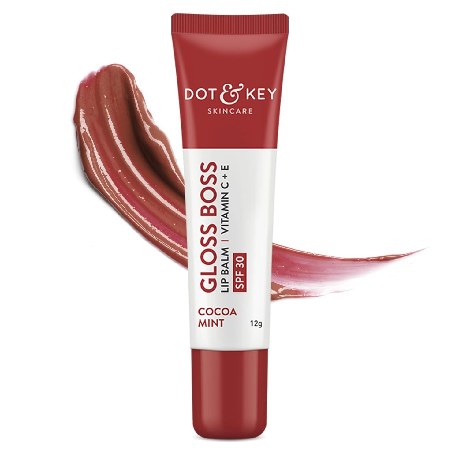 Dot & Key Cocoa Lip Balm With Shea Butter (12gm) For Naturally Glowing And Hydrated Lips | With Spf 30 For Sun Protection + Vitamin C + E | Lipbalm For Dry & Dark Lips | Lip Balm For Women