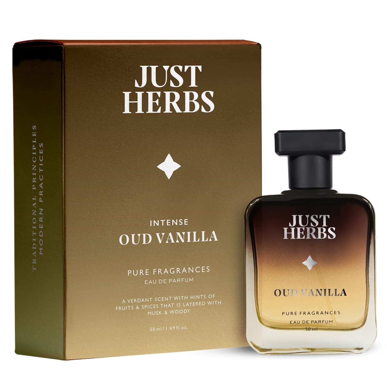 Just Herbs Intense Oud Vanilla Edp Perfume For Men Long Lasting Fragrance - 50 Ml