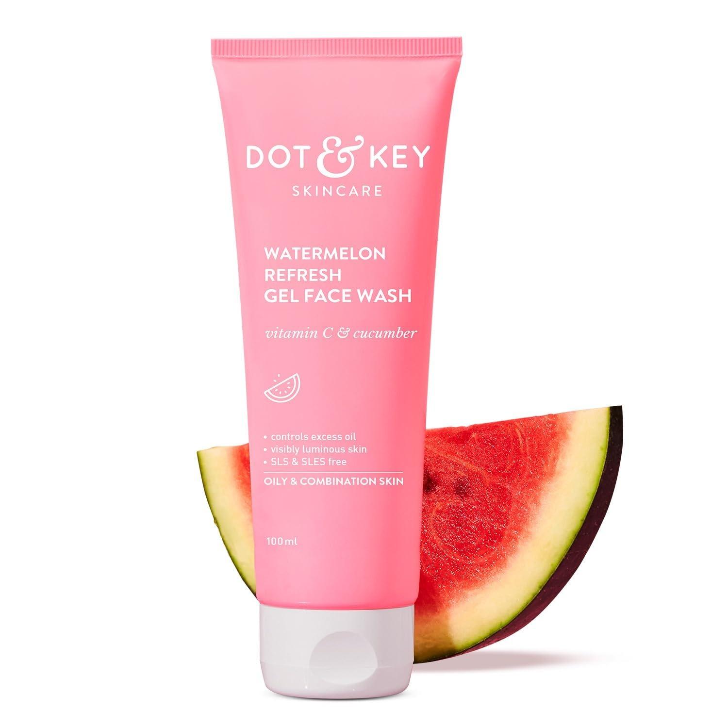 Dot & Key Watermelon Super Glow Gel Face Wash With Vitamin C&cucumber|face Wash For Glowing Skin|oil Free Face Wash|removes Excess Oil&dirt|for Combination & Oily Skin|for Women & Men|100ml