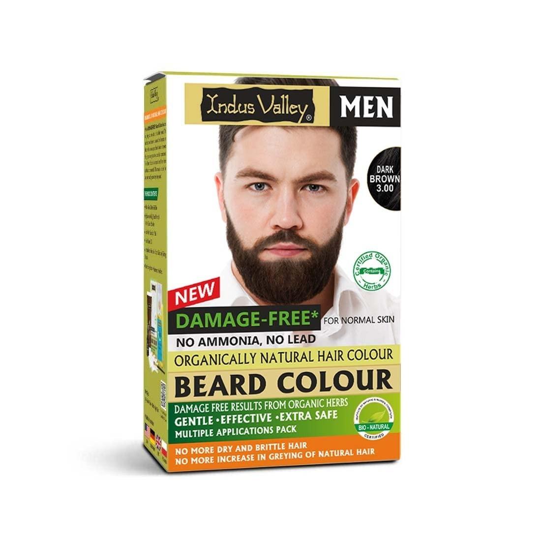 Indus Valley Natural Damage Free Beard Hair Color,dark Brown - 78ml + 8g