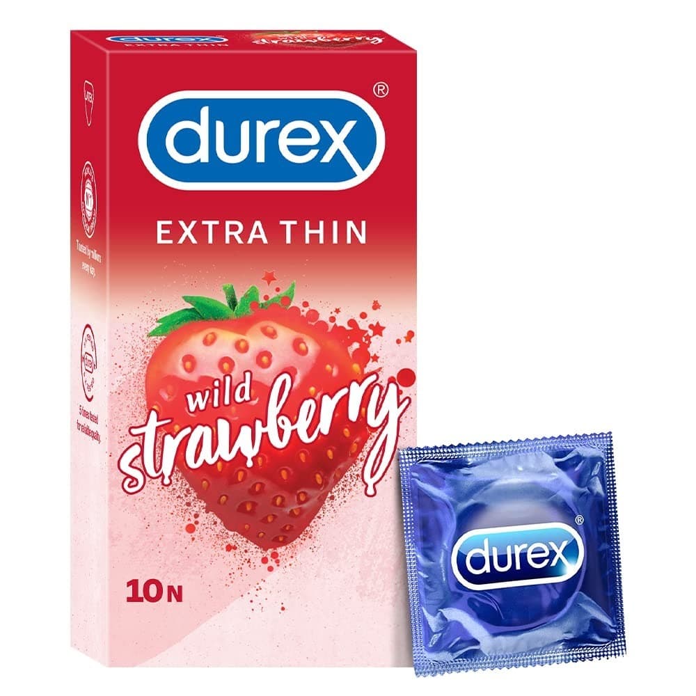 Durex Extra Thin Wild Strawberry Condoms For Men - 10s