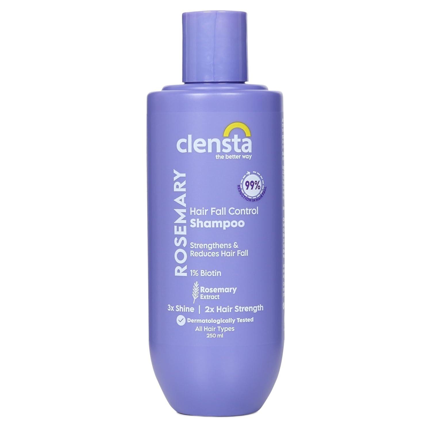 Clensta Rosemary Hair Fall Control Shampoo With Biotin For Reducing Hair Loss, Breakage & Daily Use |all Hair Types | Men & Women | Sulfate & Paraben Free 250ml