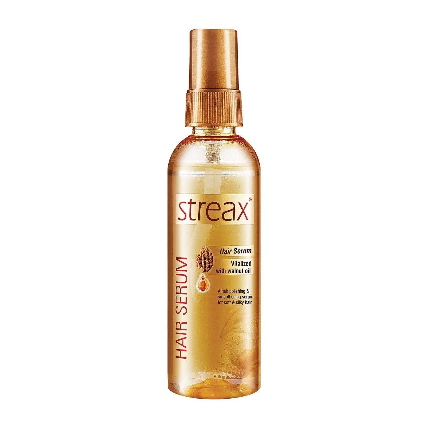 Streax Hair Serum For Women & Men | Contains Walnut Oil | Instant Shine & Smoothness | Regular Use Hair Serum For Dry & Wet Hair | Gives Frizz-Free Hair | Soft & Silky Touch