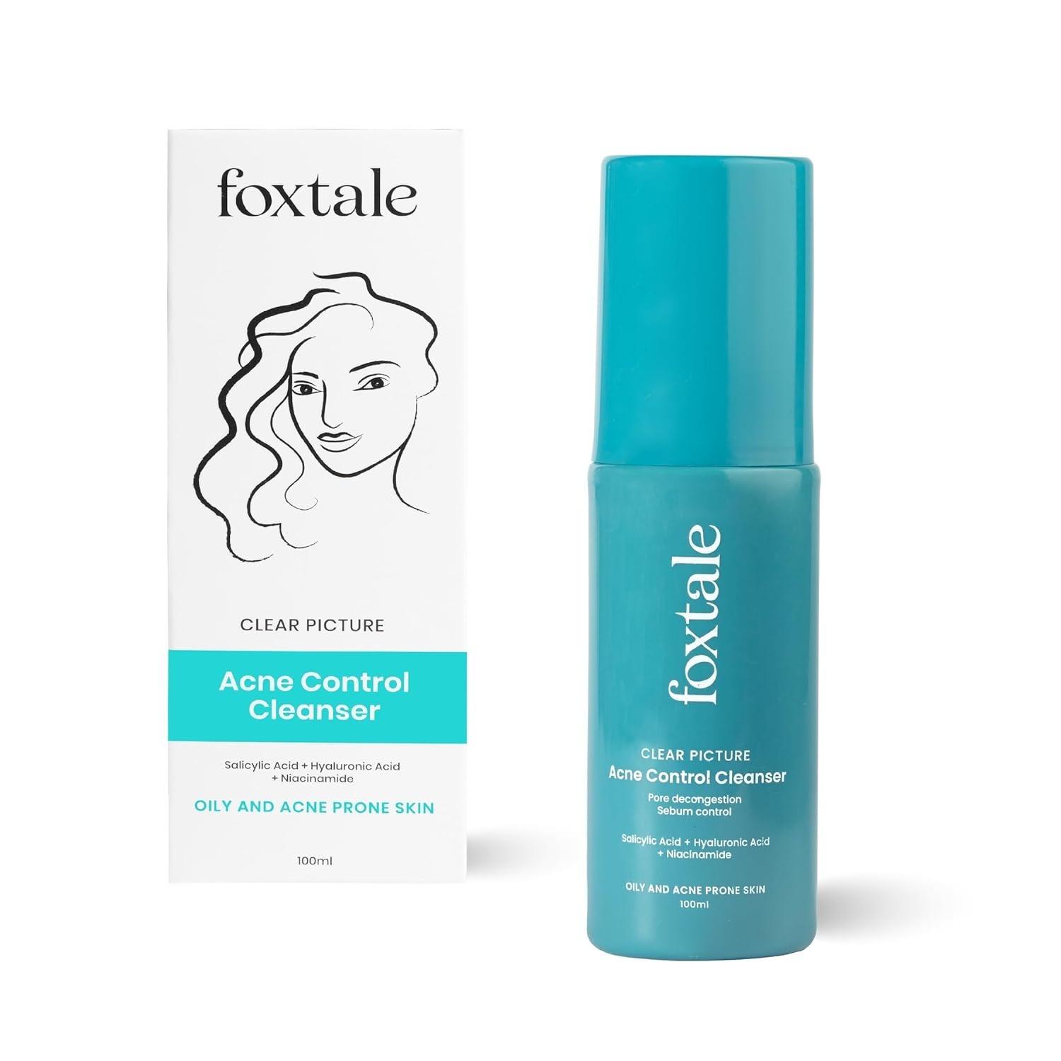 Foxtale 2% Salicylic Acid Face Wash For Oily & Acne Prone Skin With Niacinamide, Hyaluronic Acid | Anti Acne Cleanser For Oil Control | Reduces Pimples And Breakouts | Men & Women- 100 Ml