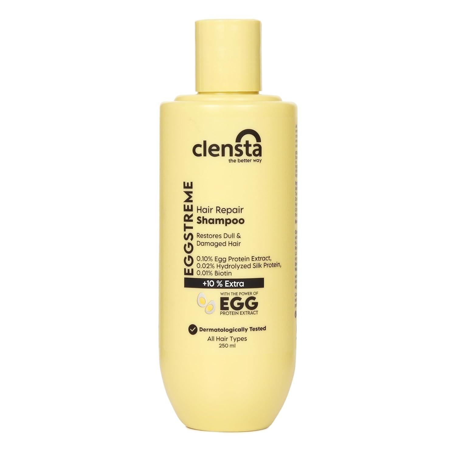 Clensta Eggstreme Hair Repair Shampoo With Egg Protein, Biotin & Hydrolyzed Silk Protein | Promotes Strengthening & Repair Damaged Hair | Sulfate & Paraben Free | For Men & Women - 250ml