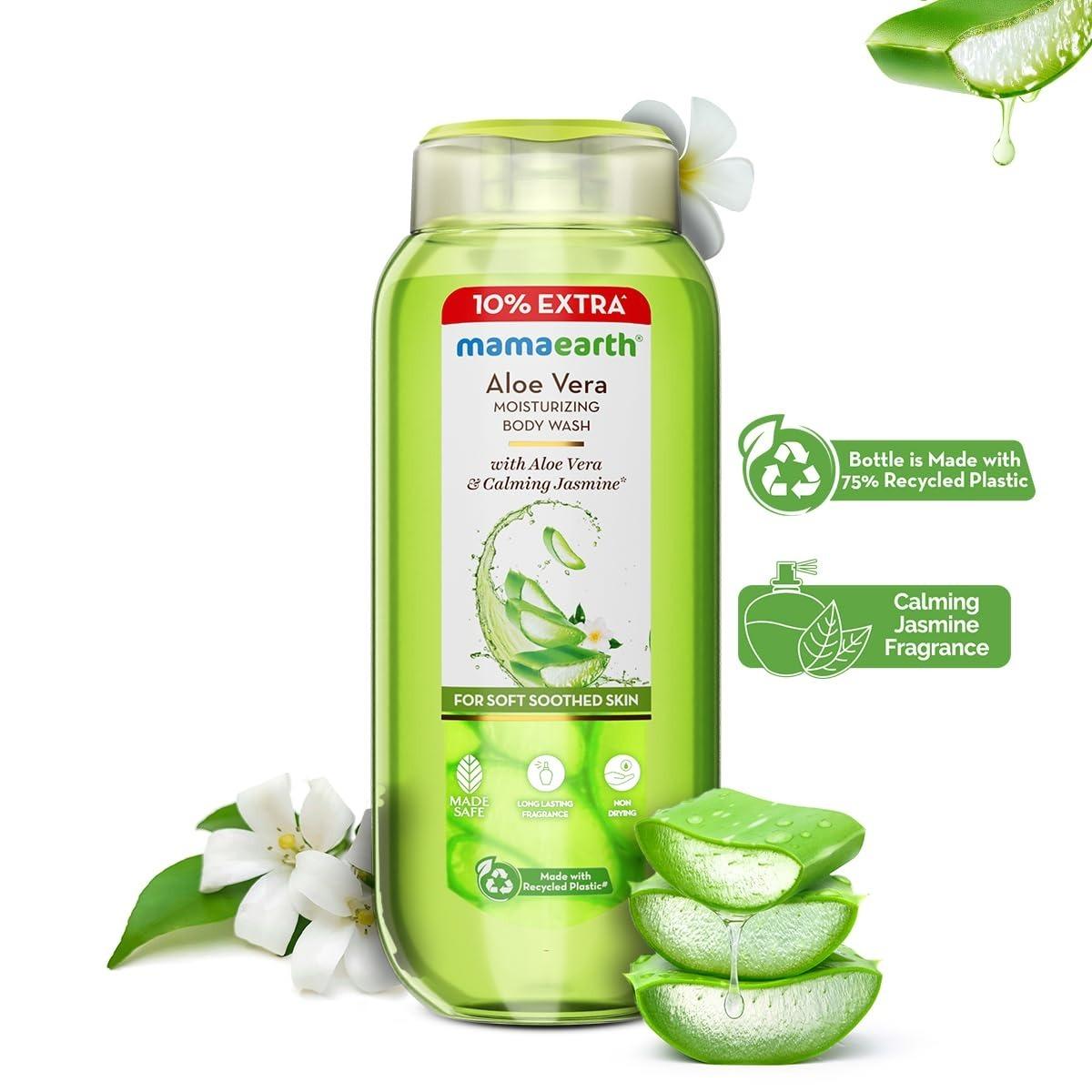Mamaearth Aloe Vera Moisturizing Body Wash With Aloe Vera & Calming Jasmine Scent For Soft & Soothed Skin - 275 Ml |intensely Moisturizes |long Lasting Fragrance|deeply Cleanses|gentle |all Skin Types