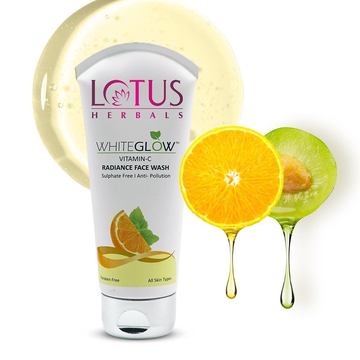 Lotus Herbals Whiteglow Vitamin C Radiance Face Wash | For Dark Spots & Dull Skin | Anti- Pollution | 100g