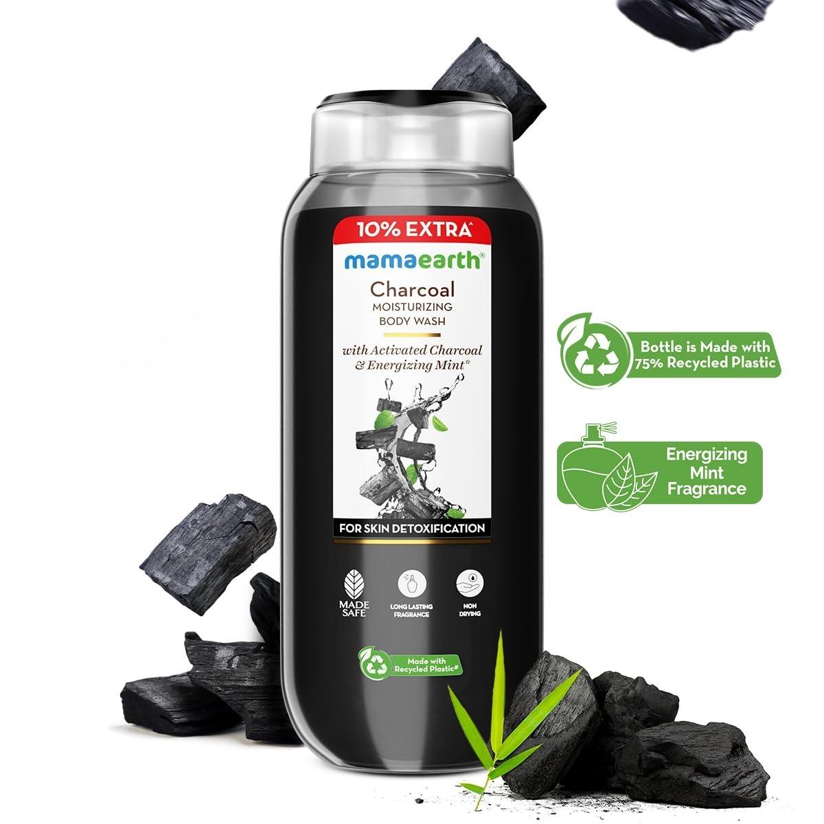 Mamaearth Charcoal Moisturizing Body Wash With Activated Charcoal & Energizing Mint Scent For Skin Detoxification-275ml | Deeply Cleanses |intensely Moisturizes |long-Lasting Fragrance |all Skin Types