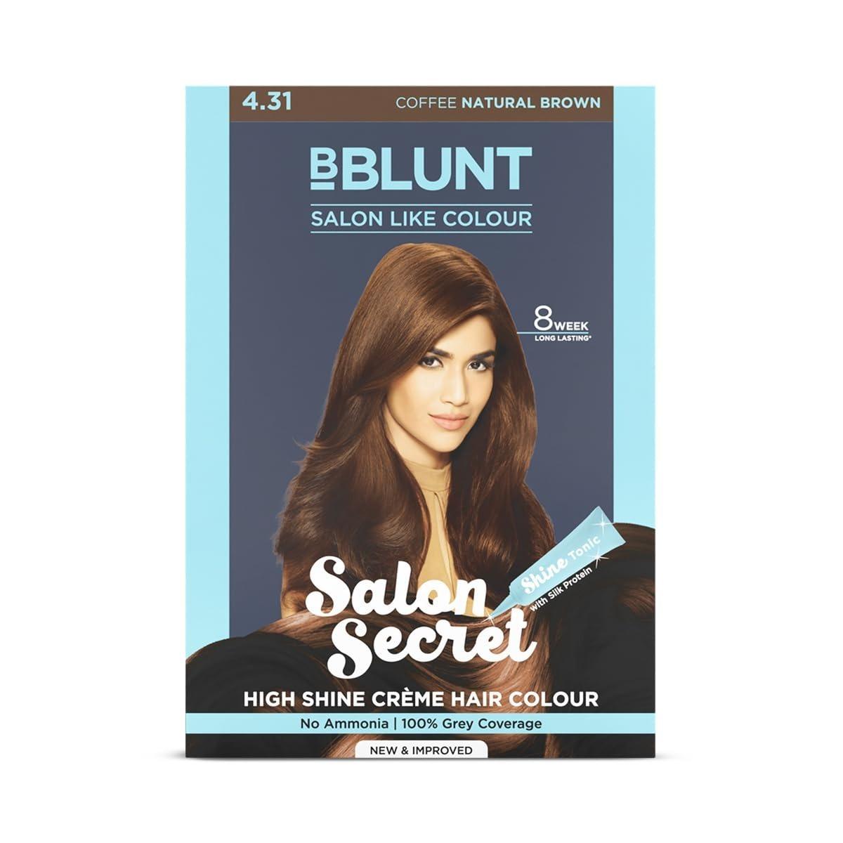 Bblunt Salon Secret High Shine Creme Hair Colour, 100g With Shine Tonic, 8ml , Coffee Natural Brown