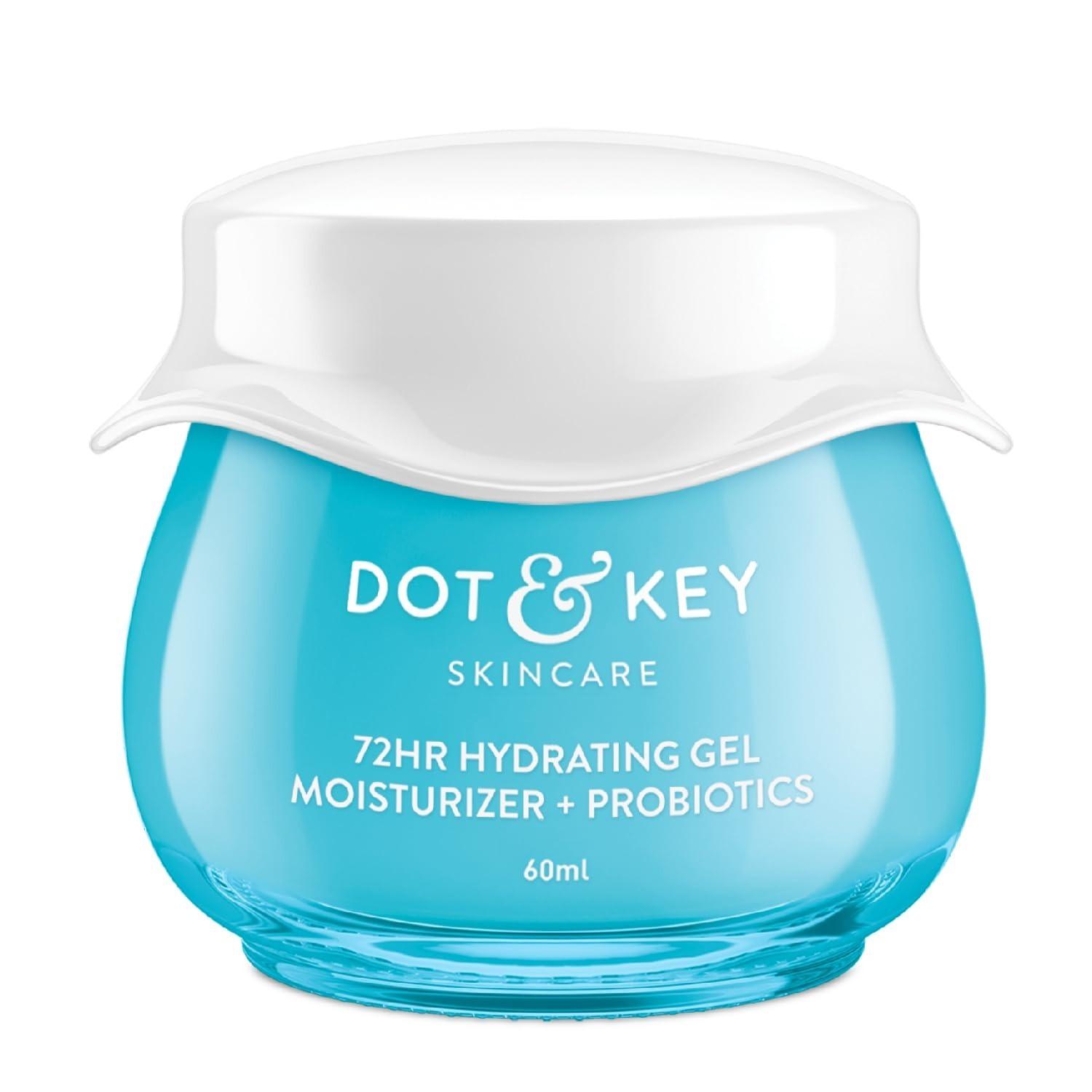 Dot & Key 72hr Hydrating Gel + Probiotics Moisturizer For Face With Hyaluronic Acid, Kombucha & Rice Water Lightweight Gel Oil Free Moisturizer | For Oily, Combination,dull & Uneven Skin Tone | 60ml