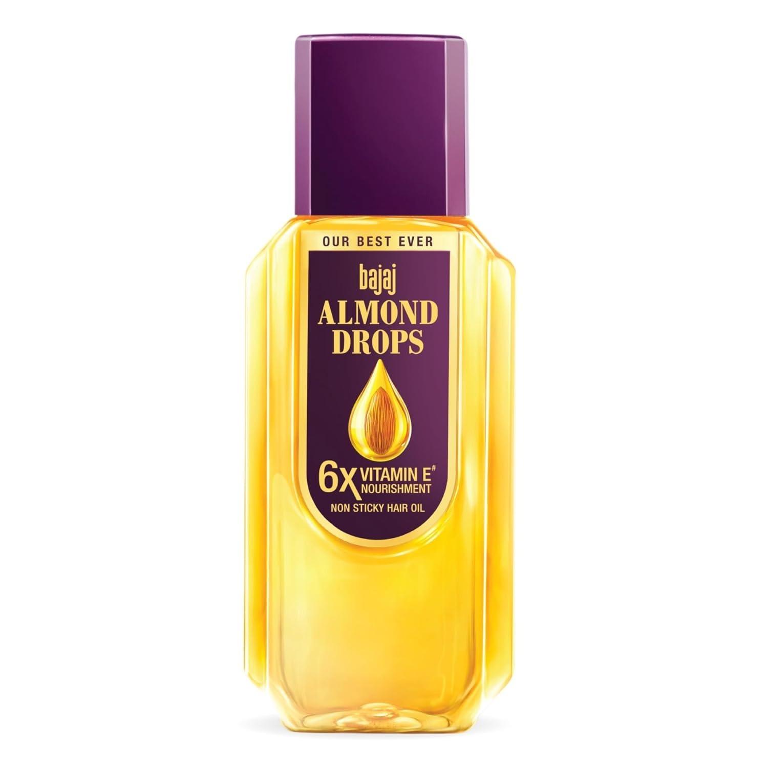 Bajaj Almond Drops Hair Oil, 285ml, Hair Oil, 6x Vitamin E, Almond Oil, Light And Non-Sticky, Hair Fall Control