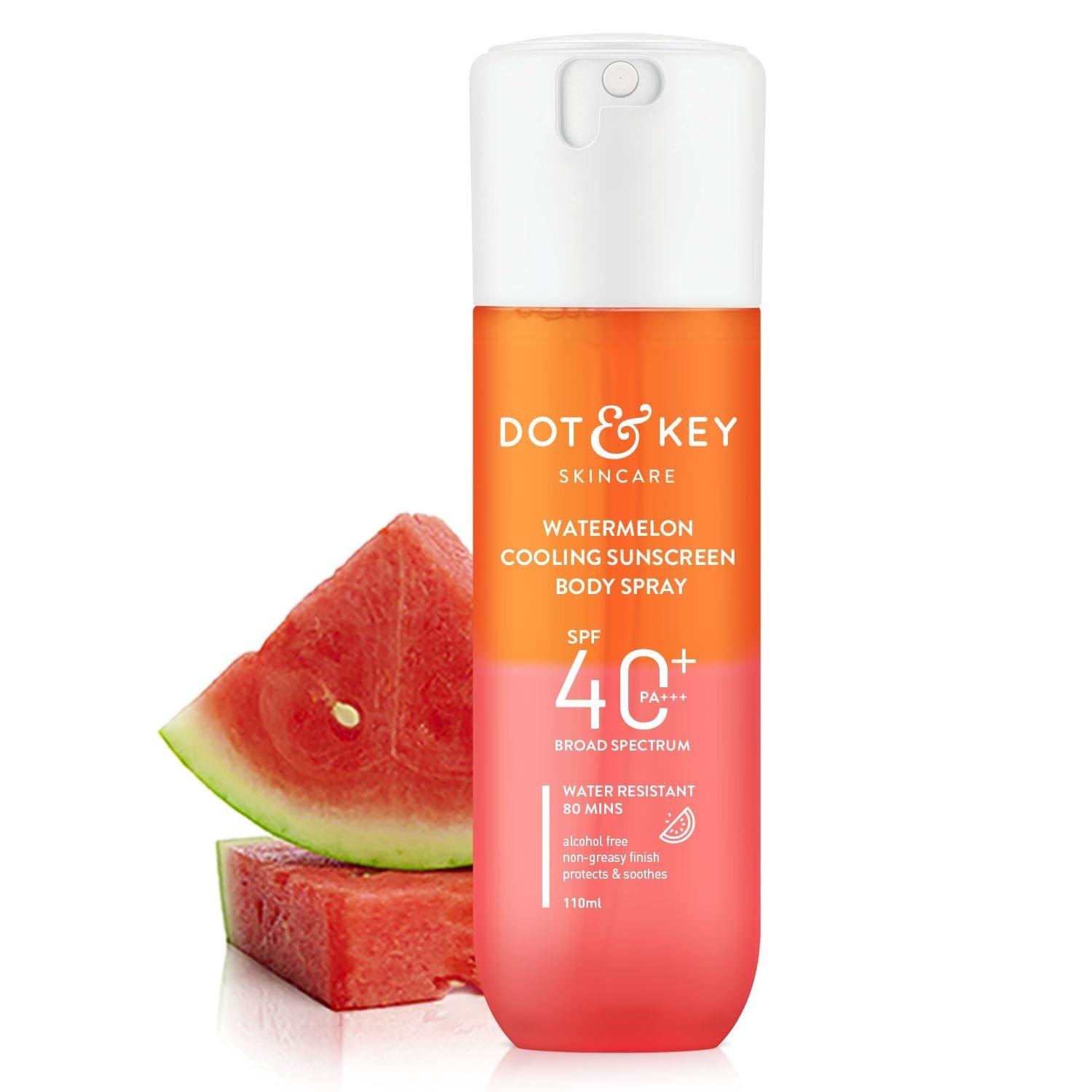 Dot & Key Watermelon Cooling Sunscreen Body Spray Spf 40 Pa+++ For All Skin Types - 110ml|sun Protection Lotion|broad Spectrum Uv Protection|alcohol Free|non Greasy & Non Sticky|for Women & Men