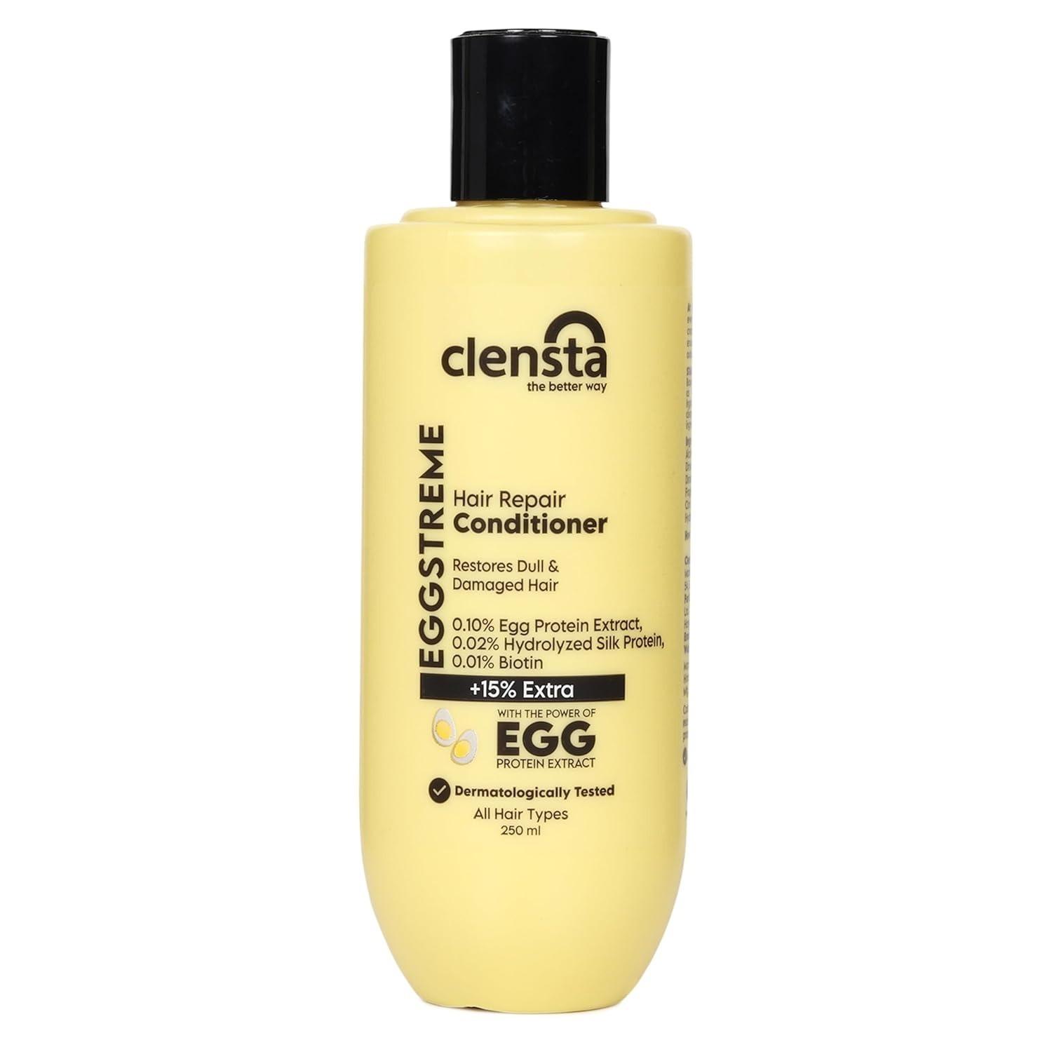 Clensta Eggstreme Hair Conditioner With Biotin, Egg Protein & Hydrolyzed Silk Protein | For Deep Nourishment, Frizzy Hair, Reduces Hair Breakage | Sulphate & Paraben Free | Men & Women 250ml