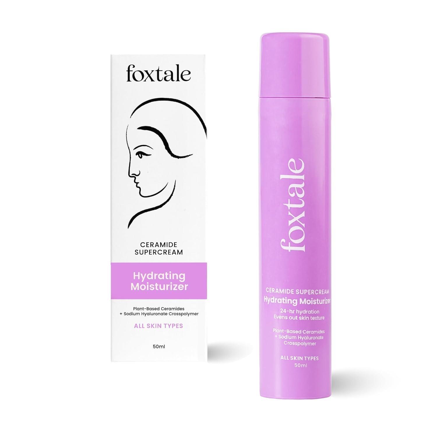 Foxtale 5x Hydrating Ceramide Moisturizer For Face | Micro Hyaluronic Acid & 3 Ceramides | Lightweight | Fast Absorbing | Repairs Skin Barrier And Texture | Men & Women - 50ml