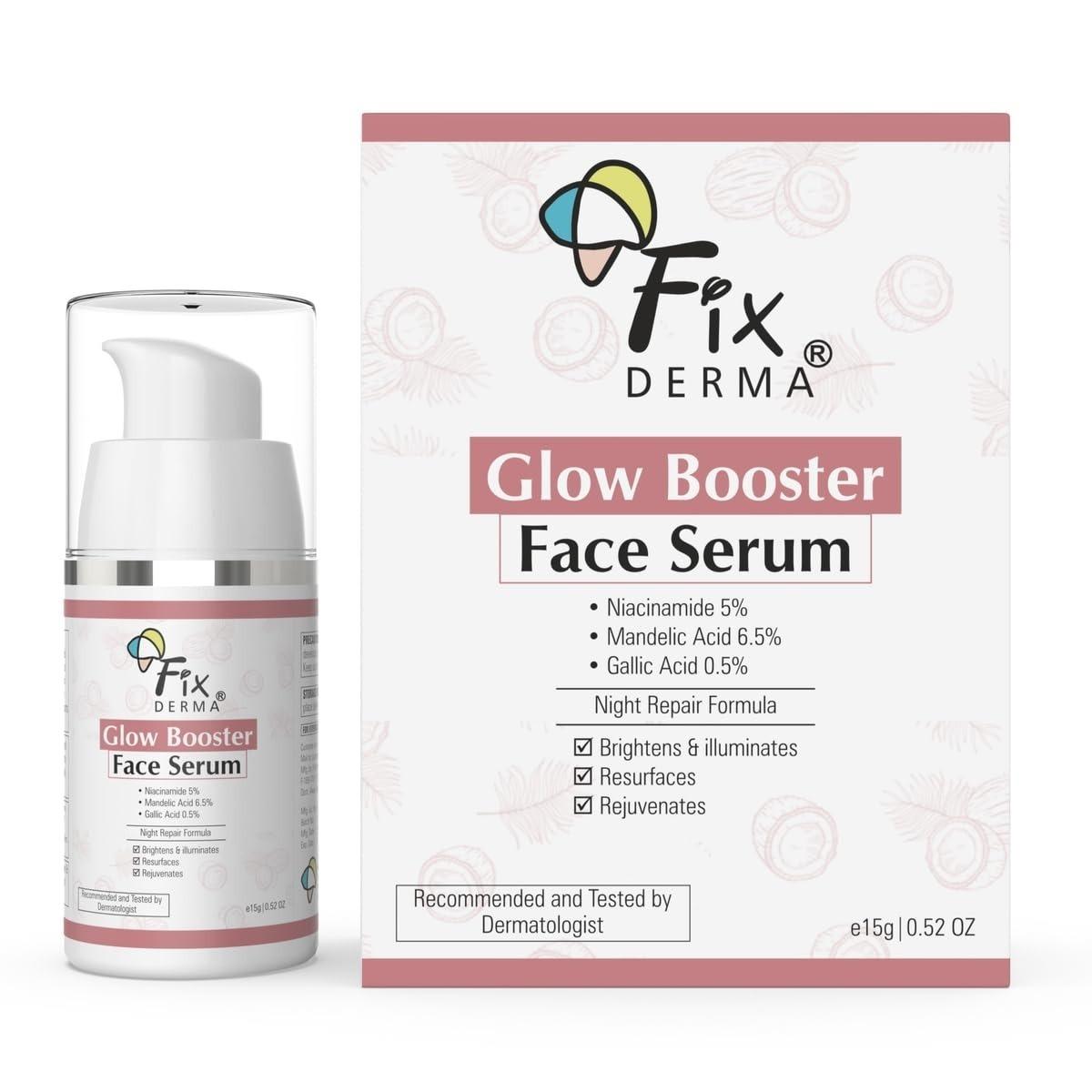 Fixderma 5% Niacinamide Serum Glow Booster Face Serum With 6.5% Mandelic Acid & 0.5% Gallic Acid | Skin Brightening Serum | Face Serum For Men & Women