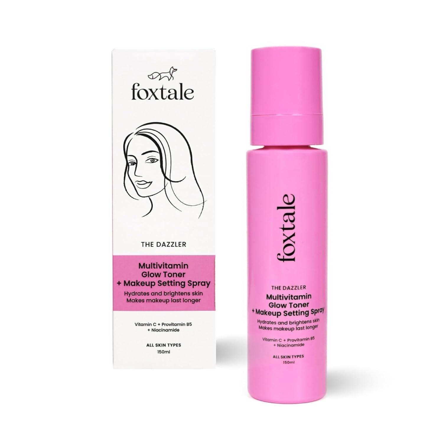 Foxtale Multivitamin Glow Toner & Makeup Setting Spray With Vitamin C & Niacinamide, Hydrating Toner For Glowing Skin, Alcohol-Free, For All Skin Types, 150 Ml